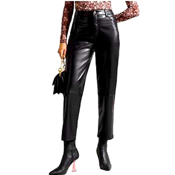 Ted Baker Faux Leather straight leg pant Size 8/10 Ted 4 - Picture 1 of 3